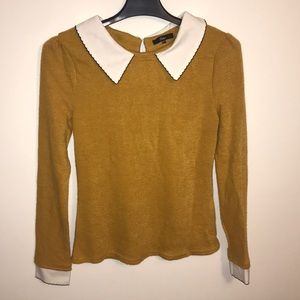 Kate C. Mustard Yellow Collared Sweater